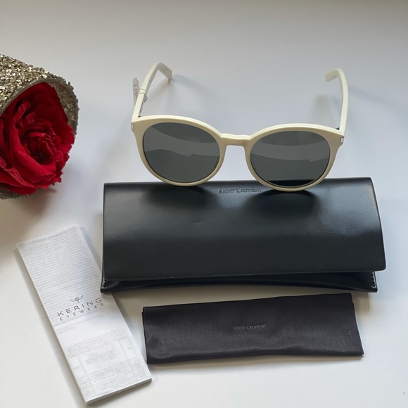 Saint Laurent 54mm around Ivory Sunglasses New - Picture 3 of 14
